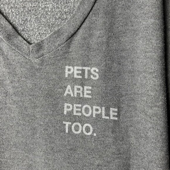 Good hYOUman  Grey Long Sleeve V Neck inchPets Are People Too.inch - Picture 5 of 6